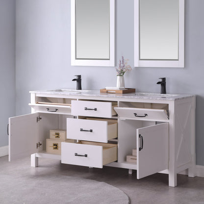 Altair Designs 72" double vanity with top - 535072-WH-CA