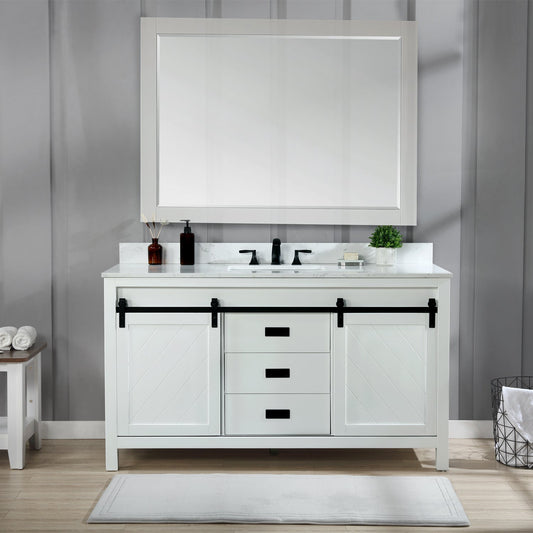 Altair Designs 60" single vanity with top - 536060S-WH-AW-NM