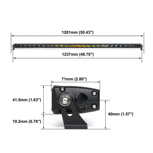 Novsight 50 Inch Off Road LED Light Bar with bracket LED Bar Light 50 Inch Single Row Dual Beam White Amber - A500-LB3-50