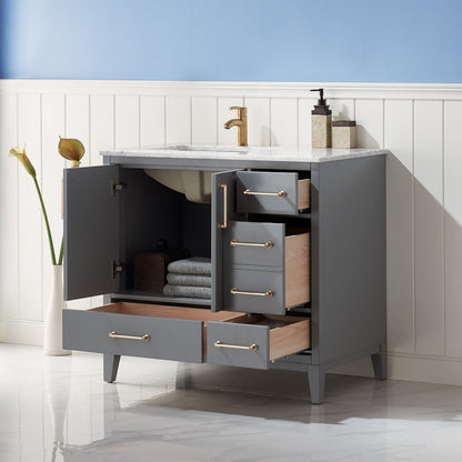 Altair Designs 36" single vanity with top - 541036-WH-CA-NM