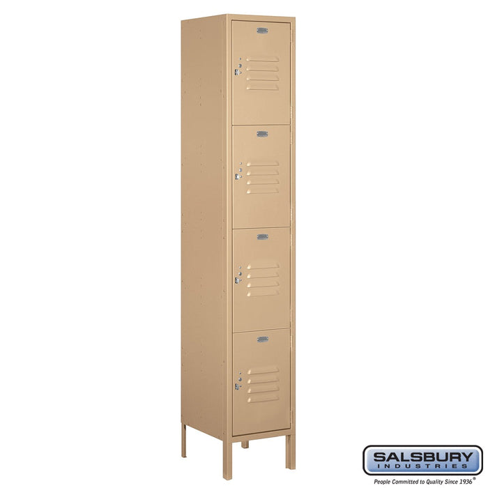 Salsbury 15" Wide Four Tier Standard Metal Locker - 1 Wide - 54165GY-U