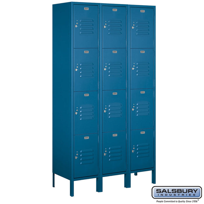 Salsbury 15" Wide Four Tier Standard Metal Locker - 3 Wide - 54365GY-U