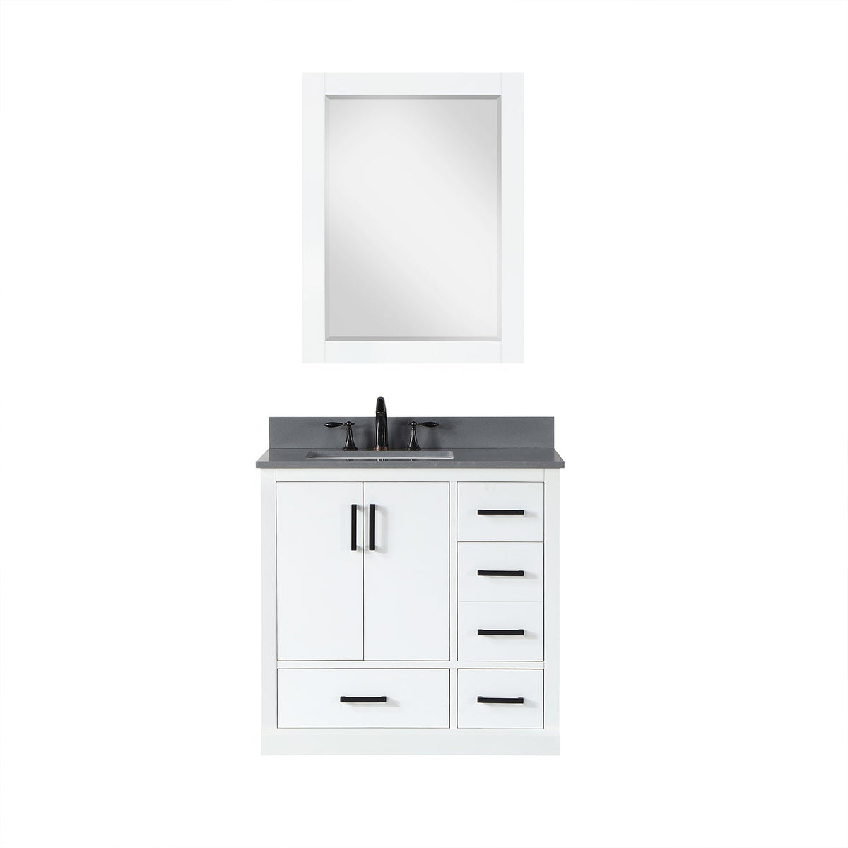 Altair Designs Monna 36" single vanity with top - 544036-WH-CG-NM
