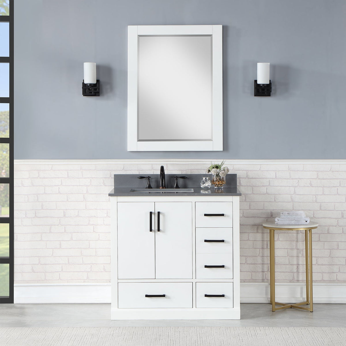 Altair Designs Monna 36" single vanity with top - 544036-WH-CG-NM