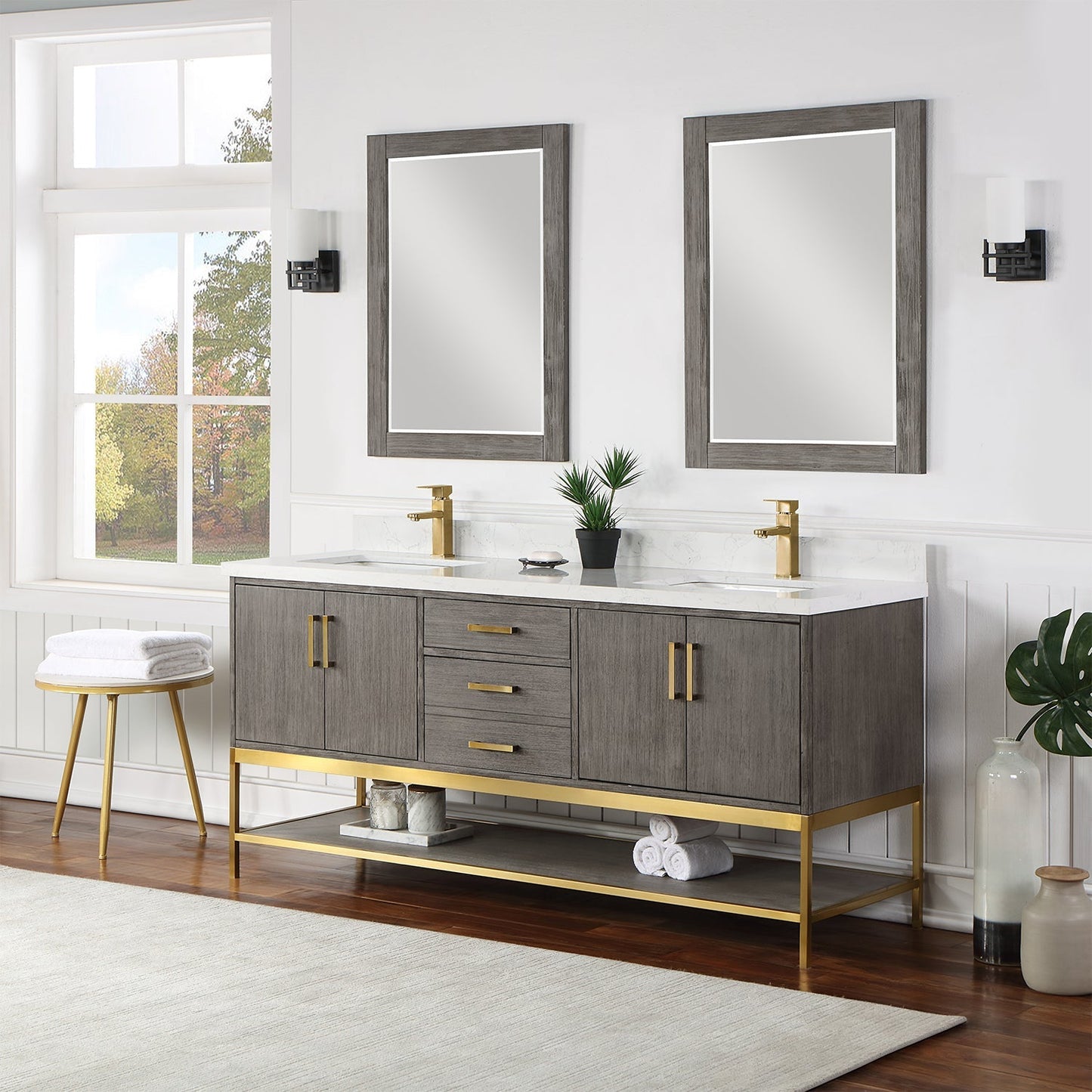 Altair Designs 72" double vanity with top - 546072-WO-GW-NM