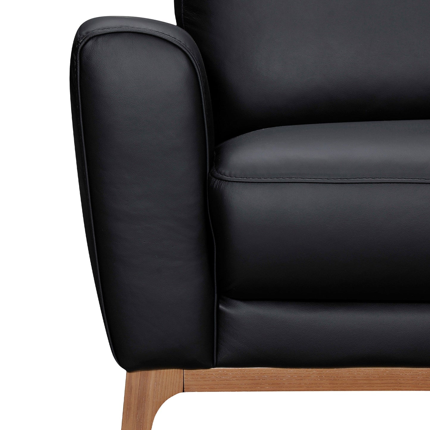 Modway Furniture 83" Luxurious Black Leather Sofa with Elegant Brown Legs - Comfort, Style, and Superior Support! - 546407-HOMEROOTS