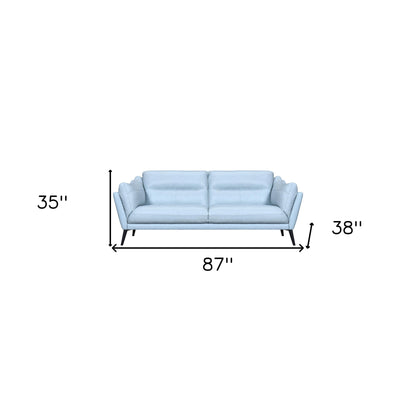 Modway Furniture 87" Sky Blue Leather Sofa with Flared Arms & Sleek Black Legs - Luxurious Comfort & Style! - 546414-HOMEROOTS