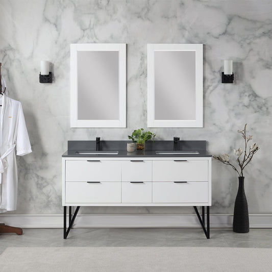 Altair Designs 60" double vanity with top - 548060-WP-CG-NM