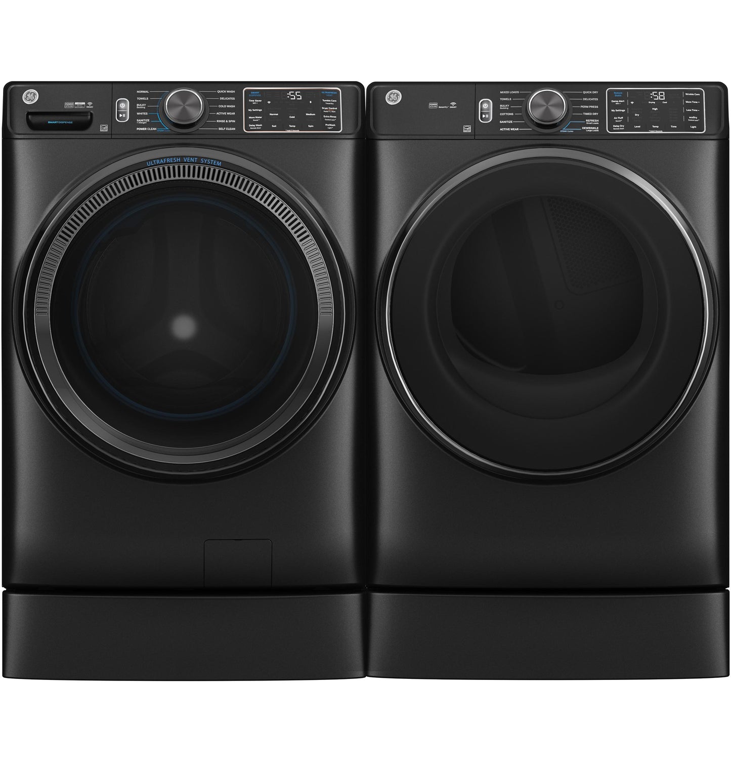 GE 5.0 cu. ft. Smart Front Load Washer, SmartDispense, UltraFresh Vent, OdorBlock, Sanitize + Allergen – GFW655SPVDS-KT