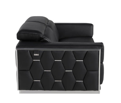 Modway Furniture 89" Black and Silver Leather Sofa - Luxurious Italian Leather, Art Deco Design, and Chic Comfort - 551593-HOMEROOTS