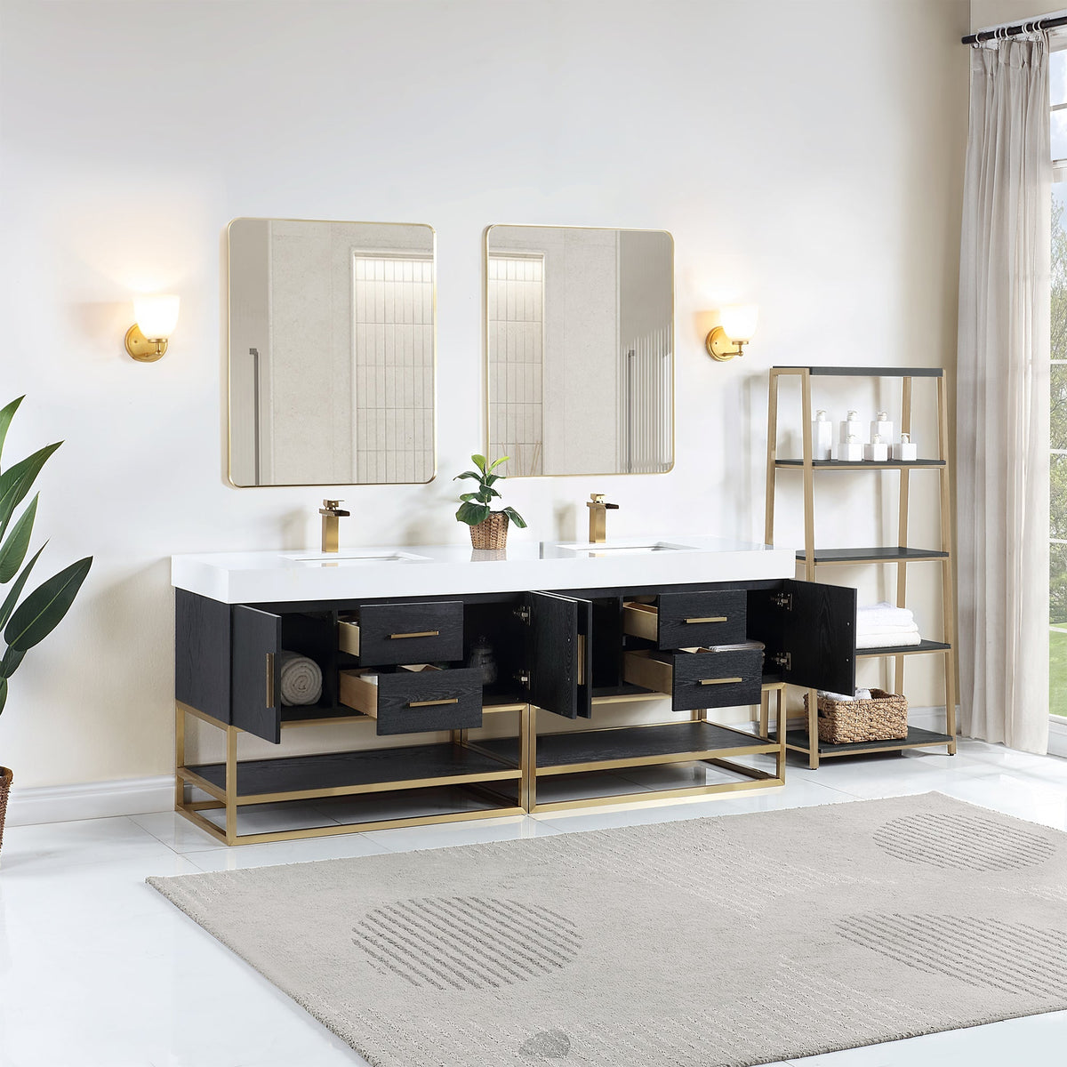 Altair Designs Bianco 72"/84" double vanity with top - 552072G-BO-WH-NM