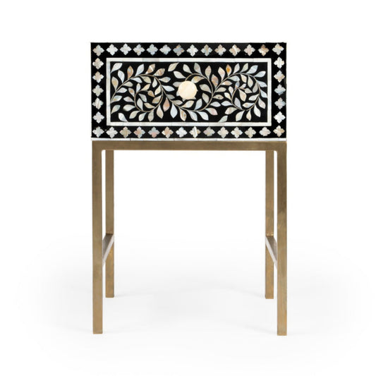 Butler Specialty Company Purgenia Mother Of Perl Side Table, Black and White, Gold  - 5532388