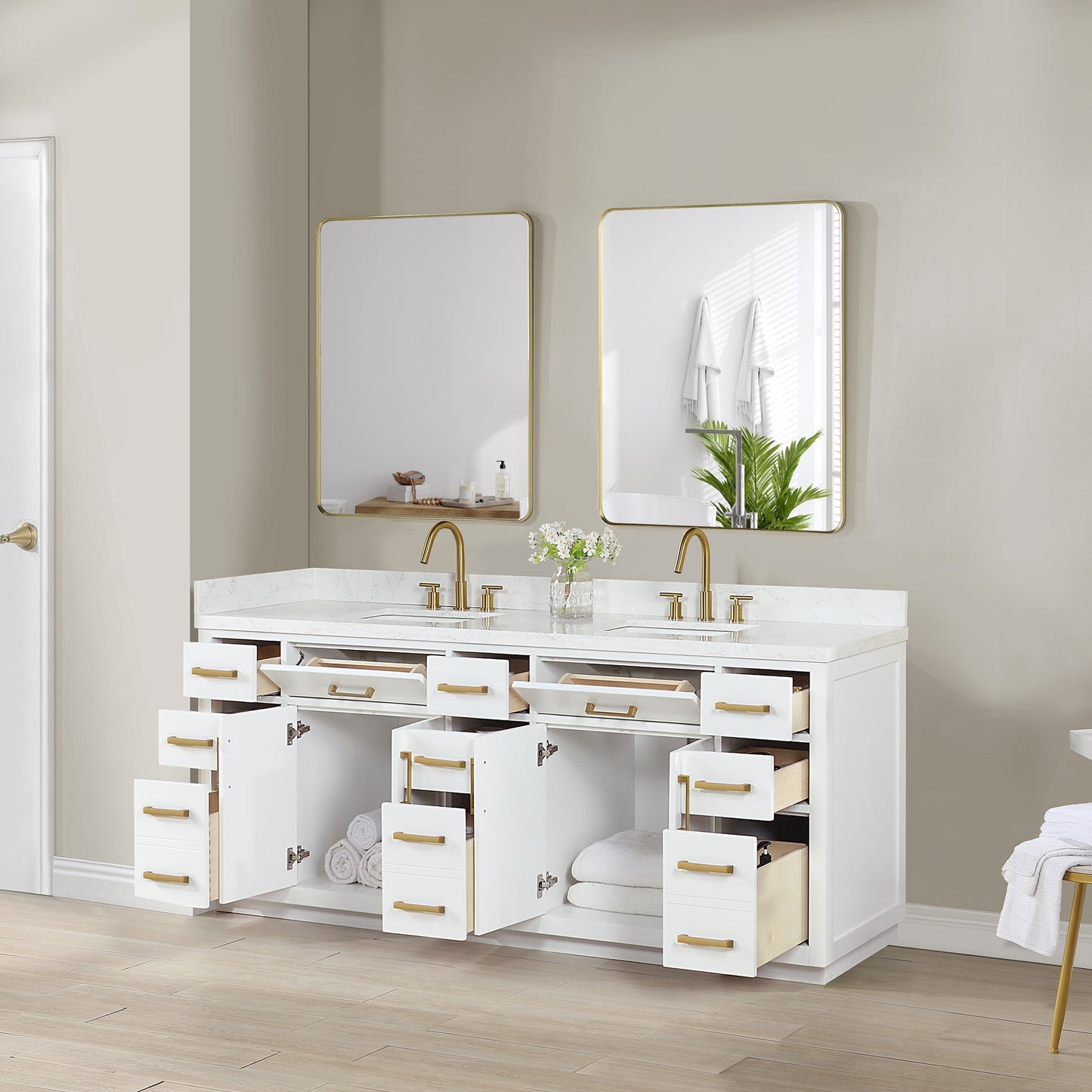 Altair Designs Gavino 84" double vanity with top - 557084-LB-GW-NM