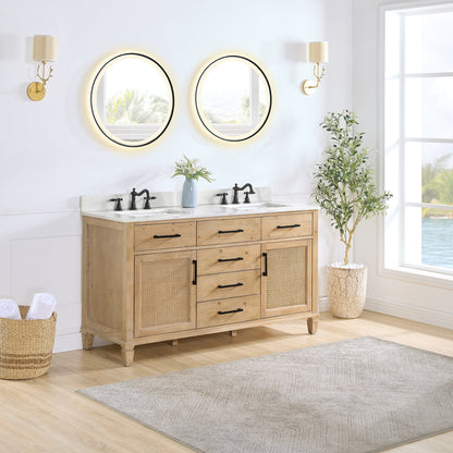 Altair Designs Solana 60" double vanity with top - 560060-WF-CWQ-NM