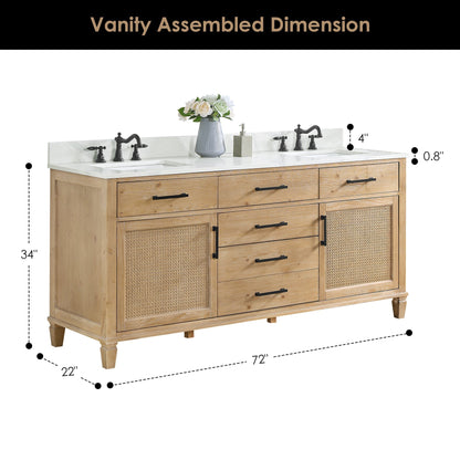 Altair Designs Solana 72" double vanity with top - 560072-WF-CWQ-NM