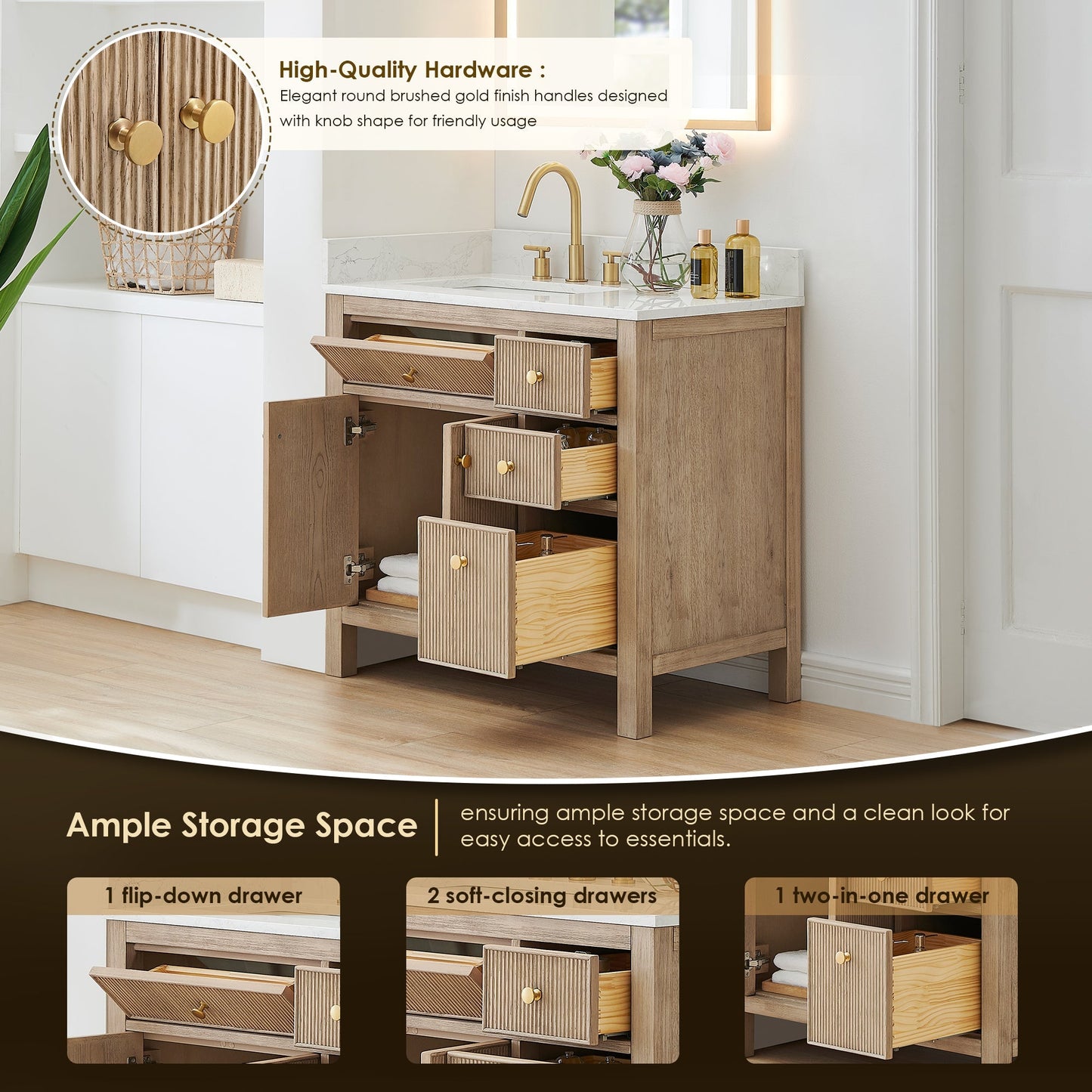 Altair Designs 36" single vanity with top - 567036-BK-GW-NM