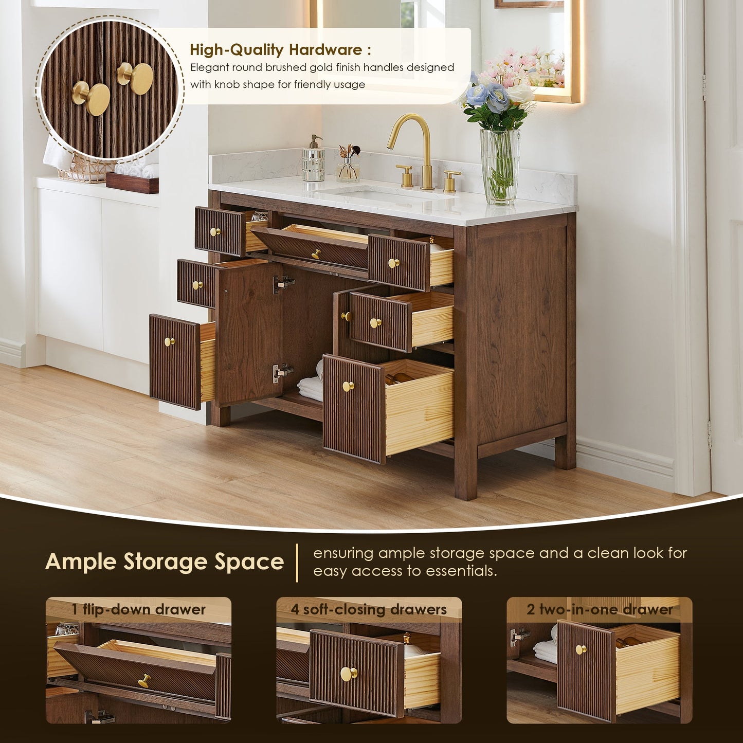 Altair Designs 48" single vanity with top - 567048-BK-GW-NM