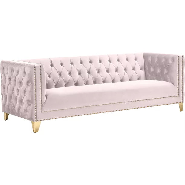 Meridian Furniture Michelle Pink Velvet Sofa - 652Pink-S