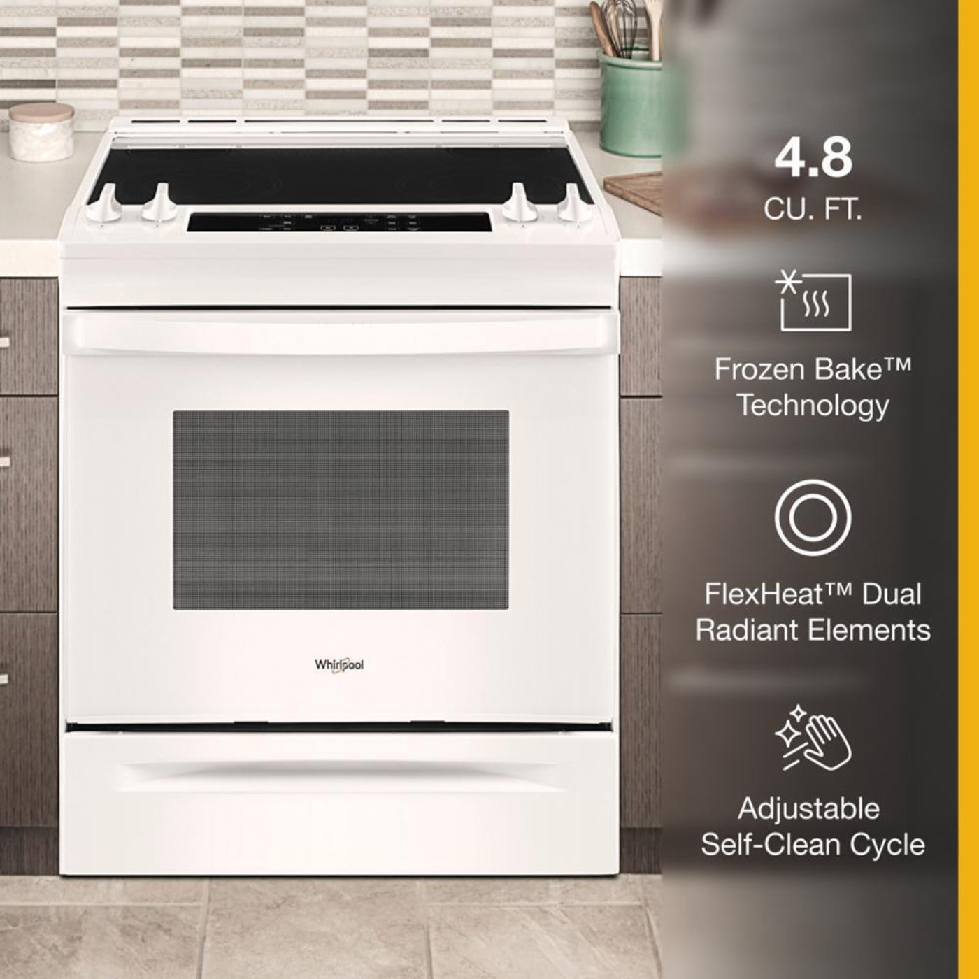 WHIRLPOOL WEE515S0LW 4.8 Cu. Ft. Whirlpool® Electric Range with Frozen Bake™ Technology - WEE515S0LW-KT