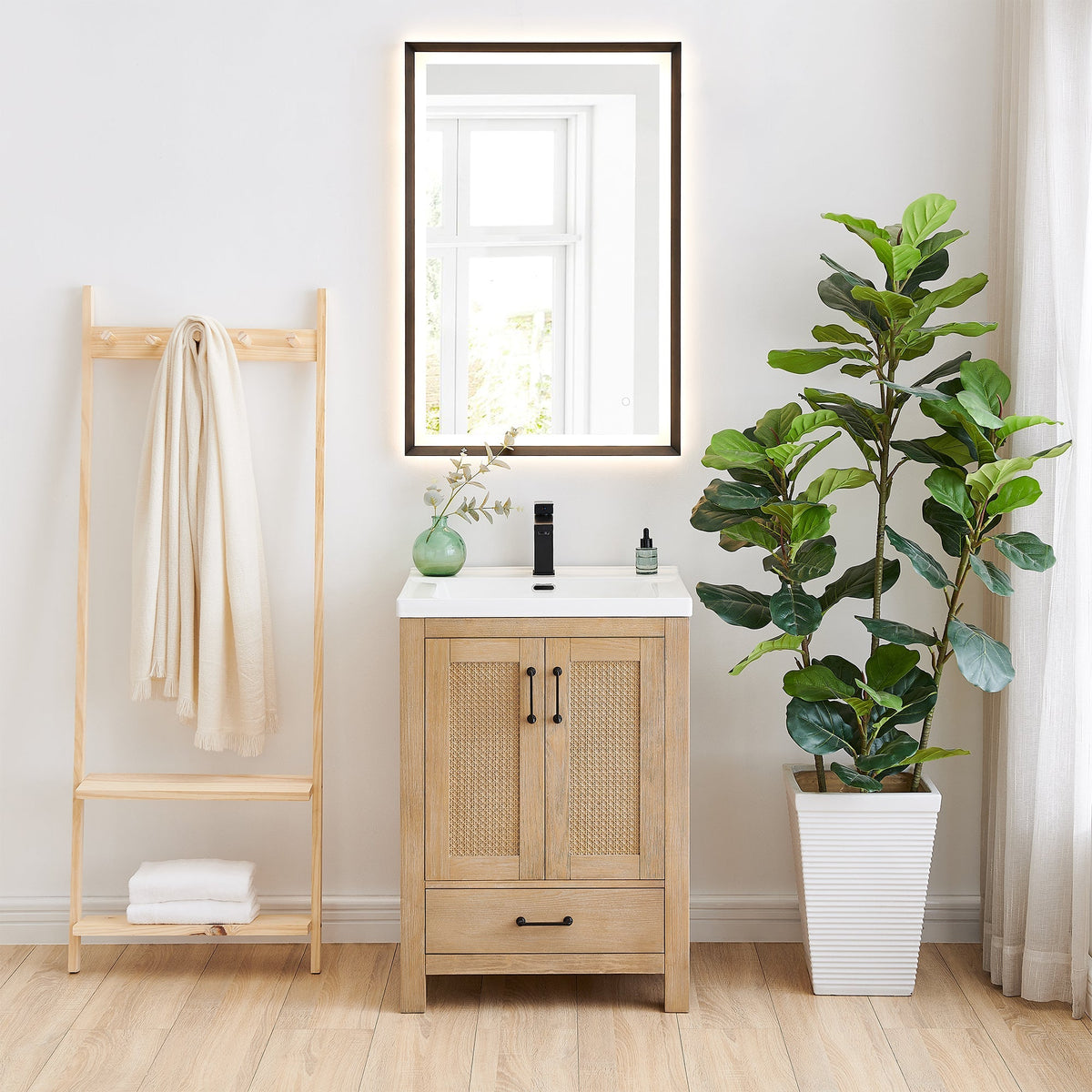Altair Designs Bondi 24" single vanity with top - Altair Designs Siena 60" double vanity with top - 564060-LB-WH-NM