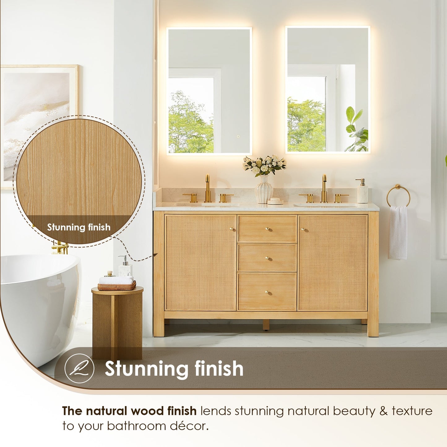 Altair Designs Cedar 36"/48"/60"/72" single/double vanity with top - 576036-NW-GW-NM