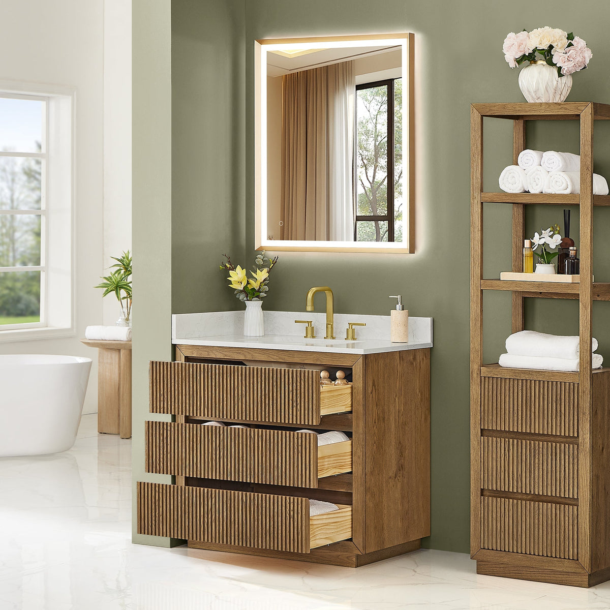 Altair Designs Navan 30"/36"/48"/60"/72" single/double vanity with top - 588030-WB-GW-NM