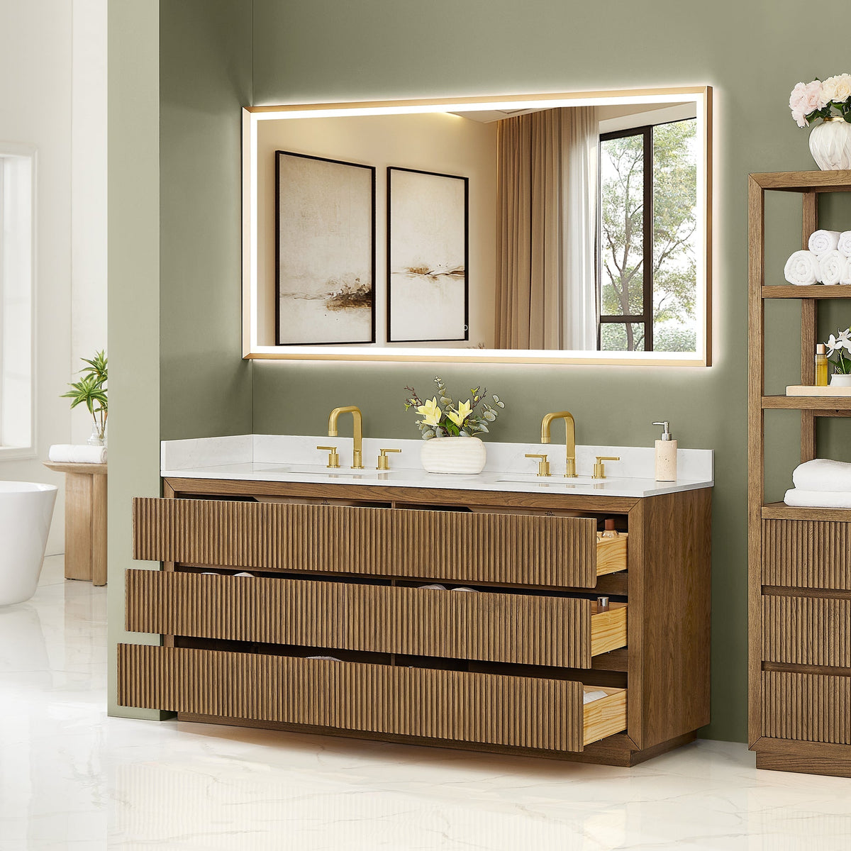Altair Designs Navan 30"/36"/48"/60"/72" single/double vanity with top - 588030-WB-GW-NM