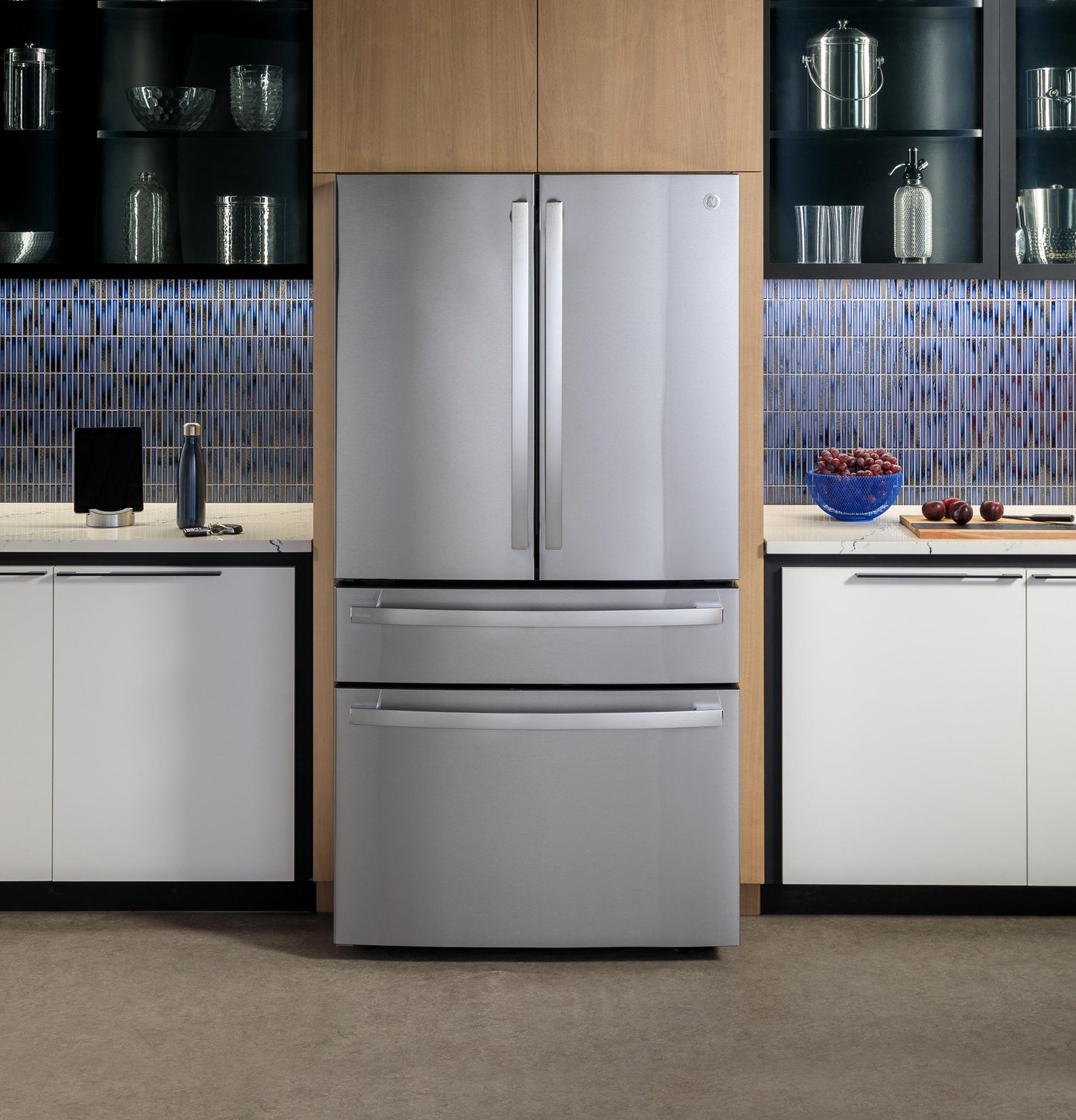 GE 23.2 Cu. Ft. Smart 4-Door French-Door Fridge, Counter-Depth - PJE23BYWFS-KT