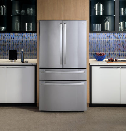GE 23.2 Cu. Ft. Smart 4-Door French-Door Fridge, Counter-Depth - PJE23BYWFS-KT