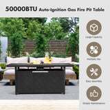 Costway Fire Pit Table with Lid 57" 50,000 BTU Propane Gas New - NP10210US-BK