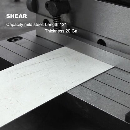 Kaka industrial Sheet Metal Brake 3-In-1/12, 12-Inch Combination Sheet Metal Brake, Shear Press Brake 20-Gauge Capacity, Shears and Slip Roll Machine for Shear Bending Rolling, Brake Shear Roll Machine - 171001