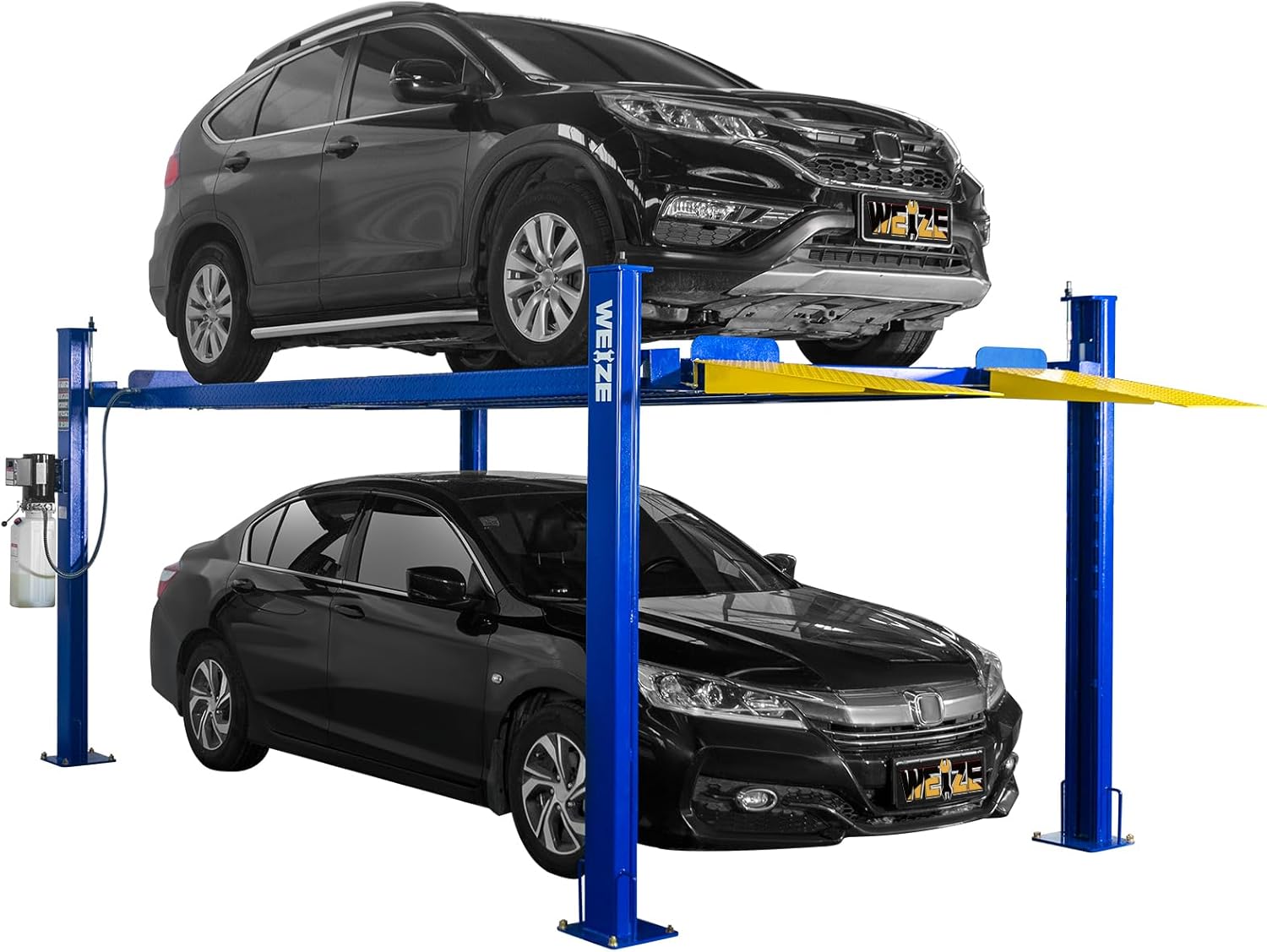 WEIZE 8500lbs 4 Post Car Lift with Caster Kits, Auto Car Storage Lift for Home Parking Garage - PLA-1030