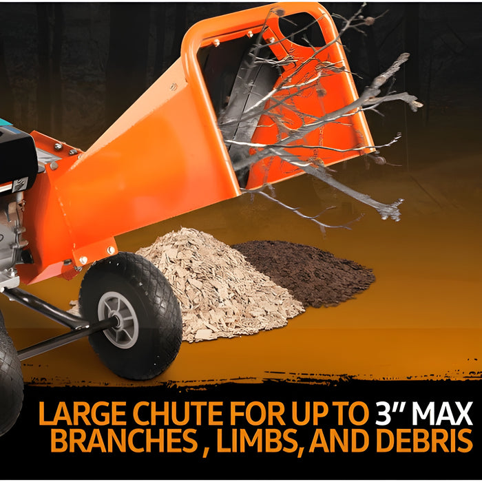 Super Handy GUO074 Mini Wood Chipper Shredder Mulcher Heavy Duty 7HP Compact Design 3" Max Cutting Capacity New