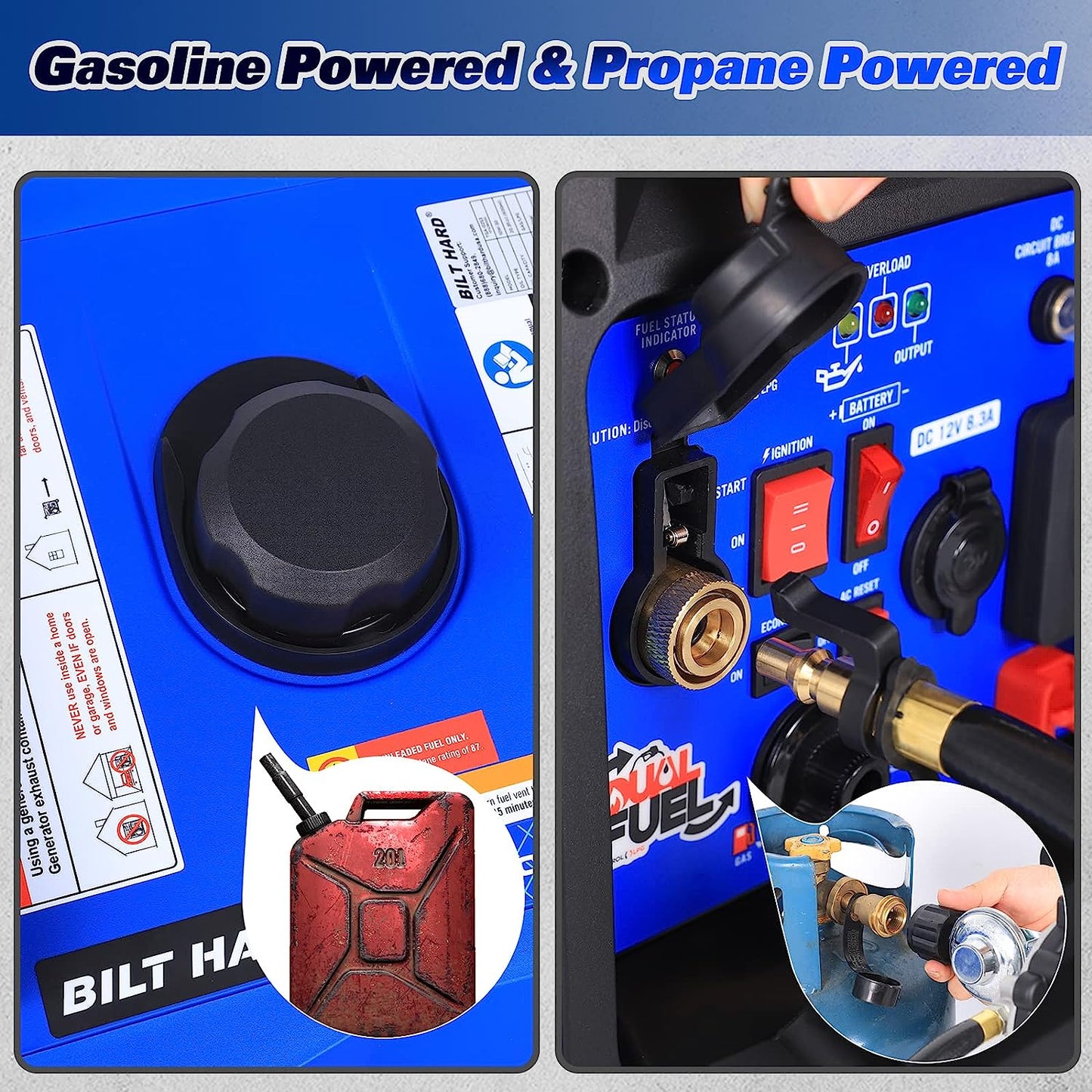 BILT HARD 5500W Dual Fuel Inverter Generator, Electric Start - TGA-0253