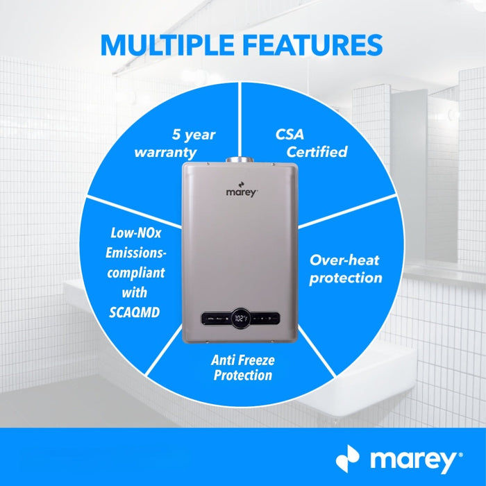 Marey Indoor Tankless Water Heater 8 GPM 30L 199,000 BTU New - GA30LP