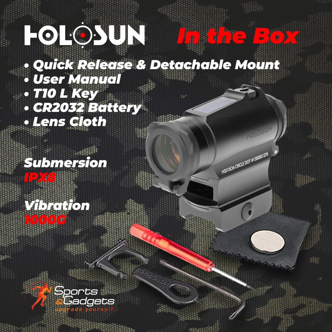 Holosun Circle Dot/Solar Panel/QD Mount HS515CM with included Wearable4U Lens Cleaning Towel Bundle