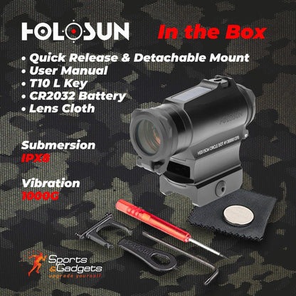 Holosun Circle Dot/Solar Panel/QD Mount HS515CM with included Wearable4U Lens Cleaning Towel Bundle
