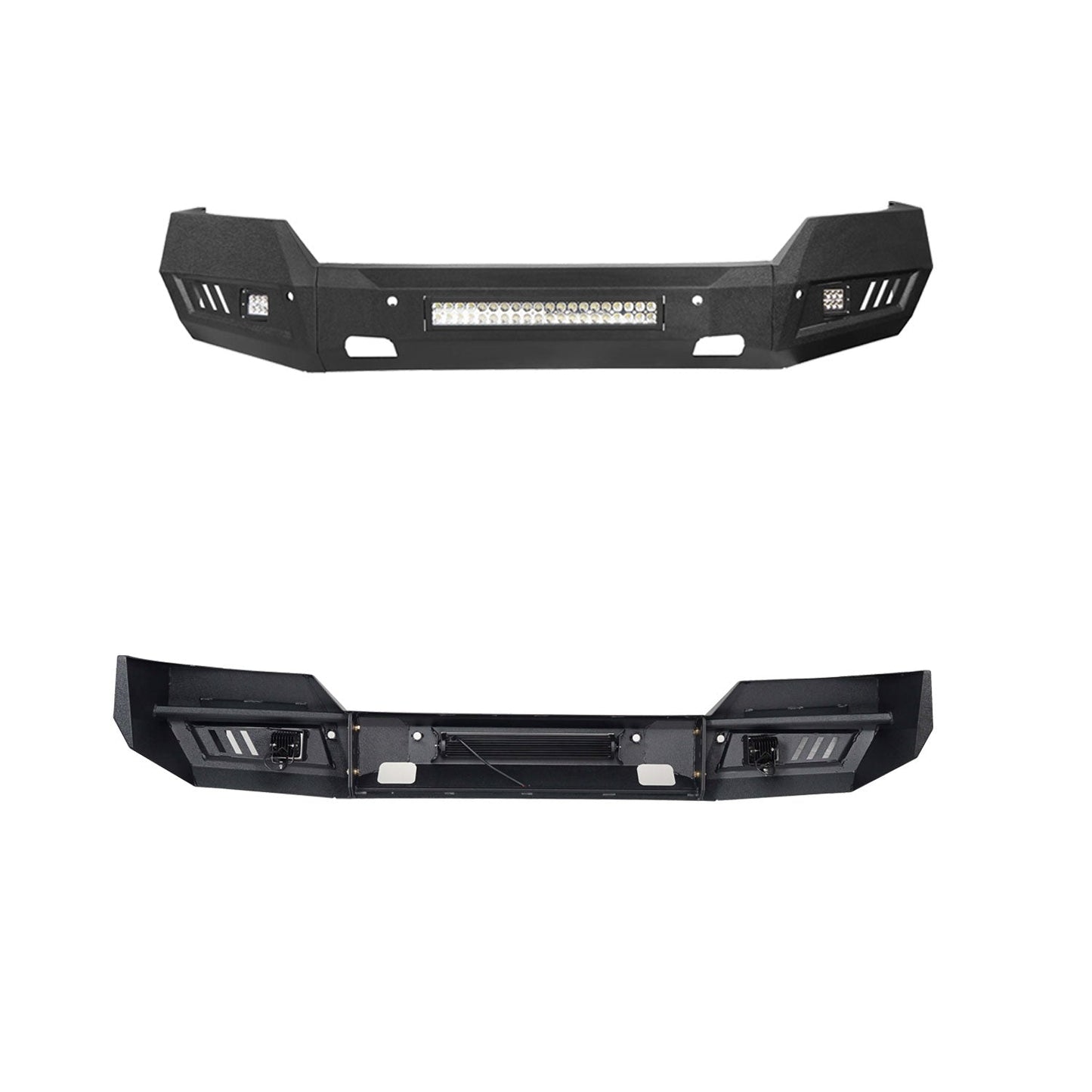Silverado Front Bumper & Rear Bumper Combo w/LED Lights For Chevy Silverado 1500 - Hooke Road - HE.9021&HE.9024