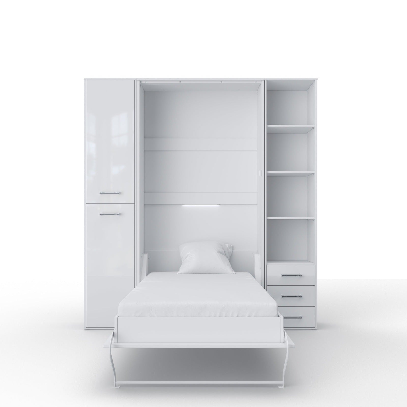 Maxima House Vertical Murphy Bed Invento, European Queen Size with mattress and 2 storage cabinets - IN160V-08/09W - Backyard Provider