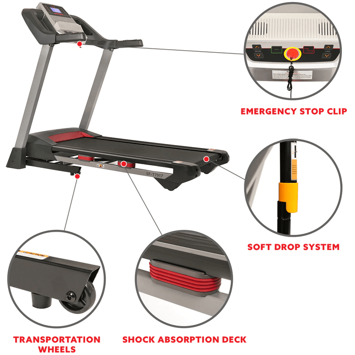 Sunny Health & Fitness Performance Treadmill with Heart Rate Monitoring, Bluetooth Speakers and Incline