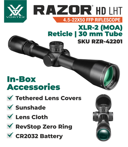 Vortex Optics Razor HD LHT 4.5-22x50 Riflescope XLR-2 MOA with Mount and Hat Bundle - RZR-42201_TRM-2pk_121-53-BCA