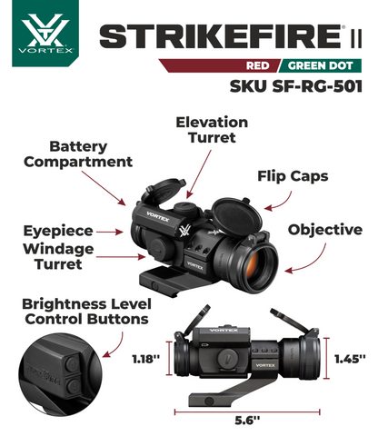 Vortex Optics Strikefire II Red/Green Dot Scope with Vortex Optics Magnifier and Free Hat Bundle - SF-RG-501_V3XM_Hat-CD