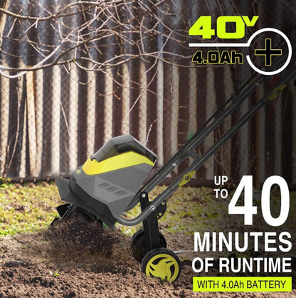 Powersmart Cordless Garden Tiller/Cultivator 40V 12 Inch (2) 4.0Ah Battery and Charger New - PS76221A
