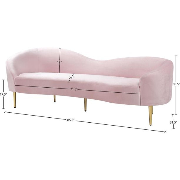 Meridian Furniture Ritz Contemporary Velvet Sofa in Pink - 659Pink-S