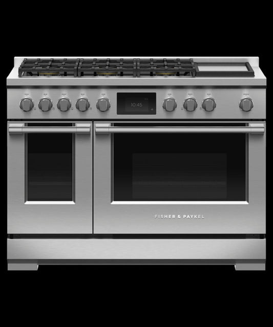 FISHER & PAYKEL RDV3486GDN Dual Fuel Range, 48", 6 Burners with Griddle - RDV3486GDN-KT