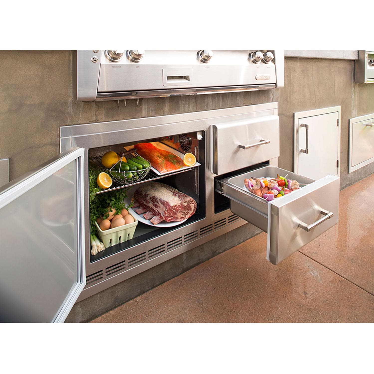 Alfresco 42-Inch Built-In Under Grill Refrigerator - Arxe-42