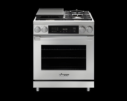 DACOR 30" Dual Fuel Pro Range, Silver Stainless Steel, Natural Gas -HDPR30SNG-KT