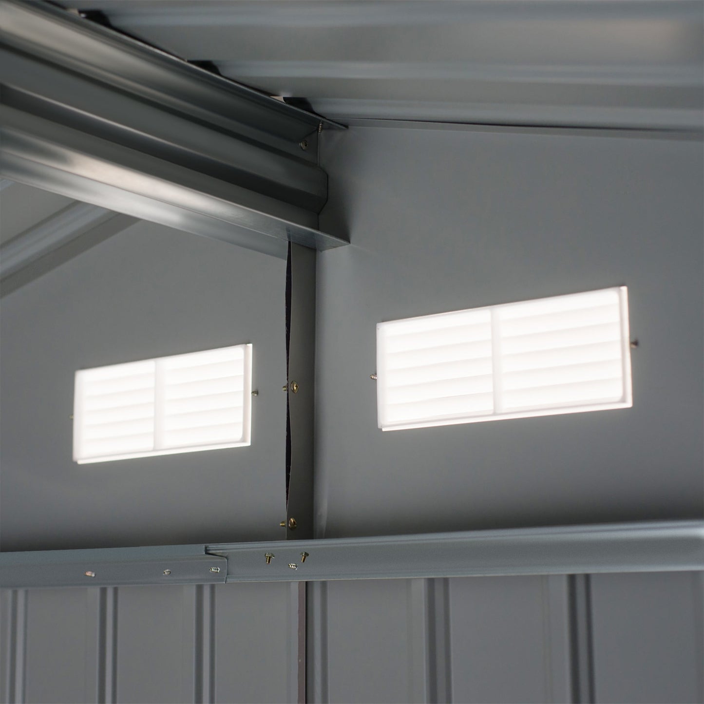 Outsunny EverBase 9' x 6' Outdoor Storage Shed with Foundation Kit, Double Lockable Door & Air Vents, Gray - 845-031GY