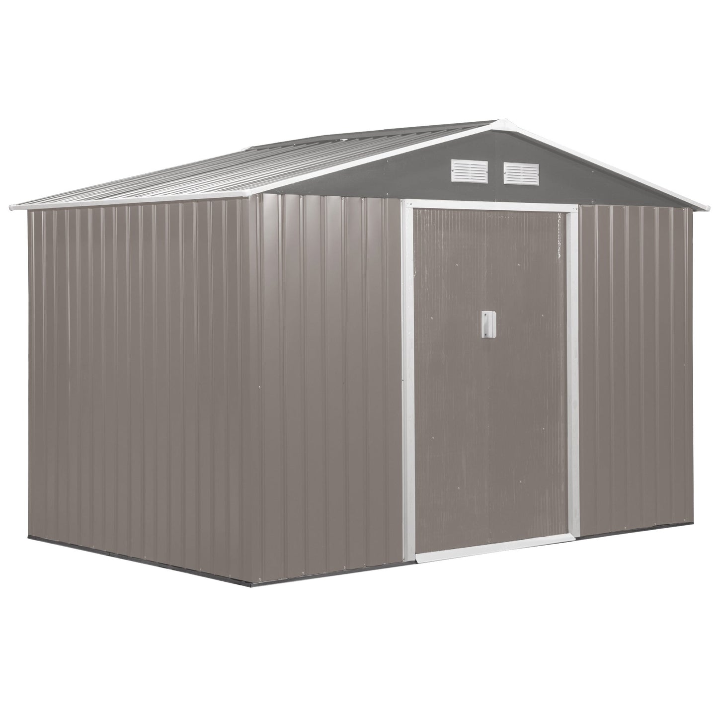 Outsunny EverBase 9' x 6' Outdoor Storage Shed with Foundation Kit, Double Lockable Door & Air Vents, Gray - 845-031GY
