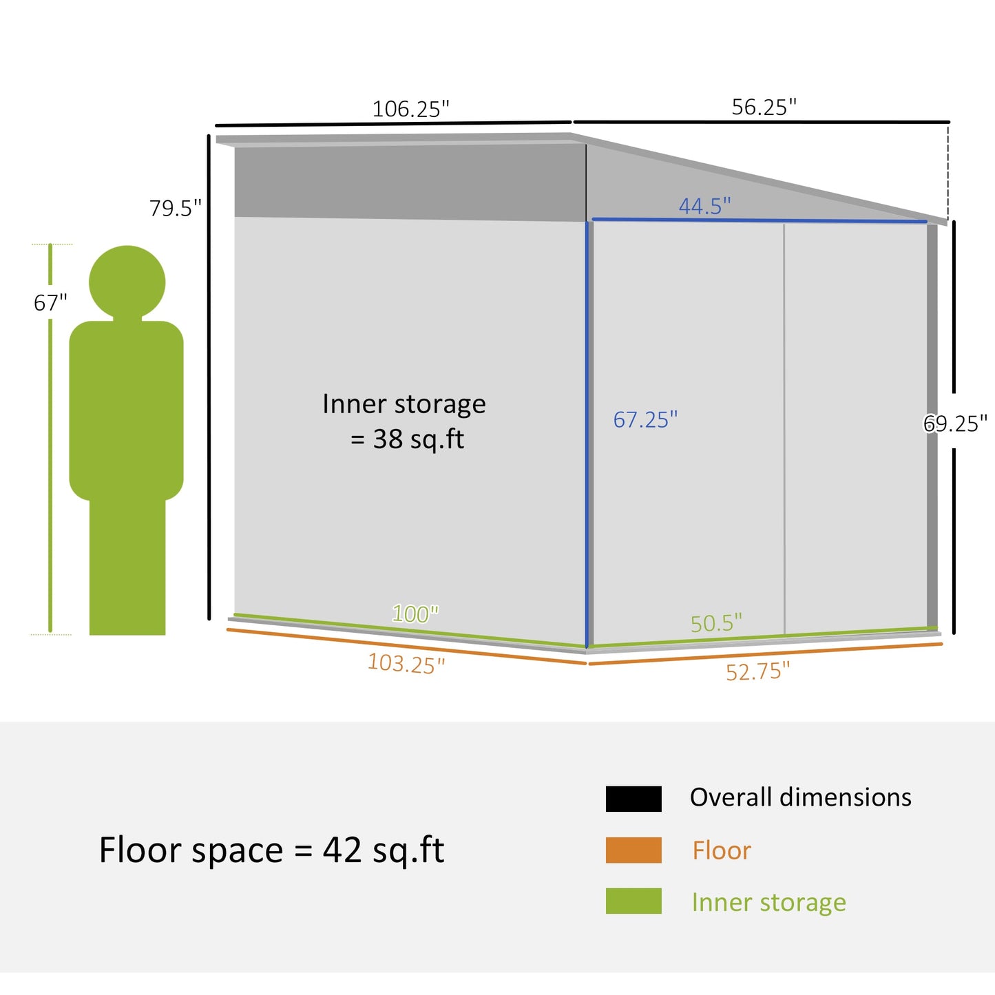 4.6' x 9' Steel Outdoor Storage Shed, with Foundation Kit, Lockable Doors and Gloves, White